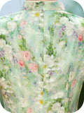 Tigereye Green Slim-Fit Cheongsam Dress