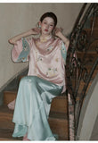 Belladonna 2-Piece Embroidered Acetate Cheongsam Set