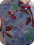 Mia Blue Sleeveless Jacquard Cheongsam
