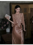 Mila 2-Piece Lace Overlay Cheongsam Set