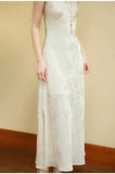 Unakite Beige Sequin Embroidered Cheongsam Top
