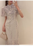 Eva Gradient Embroidered Cheongsam Dress