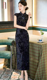 Virtue Diamond Velvet Cheongsam Dress