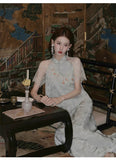 Nocturne 2-Piece Lace Jacquard Cheongsam Set