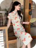 Zorina Jacquard Plant Pattern Cheongsam