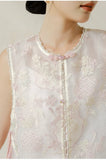 Yasmin Sage Green Embroidered Silk Vest Cheongsam