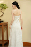 Unakite Beige Sequin Embroidered Cheongsam Top