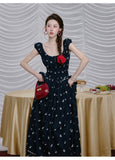 Tulip Lace Embroidered Cheongsam Dress