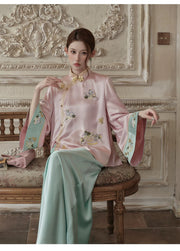 Belladonna 2-Piece Embroidered Acetate Cheongsam Set
