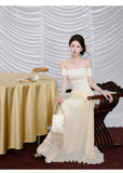 Tatiana 2-Piece Cotton Knit Top Chiffon Skirt Cheongsam Set