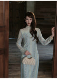 Leah Lace Embroidered Cheongsam Dress