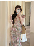 Larissa Rose Print Lace Cheongsam Dress