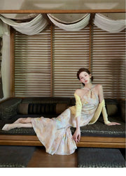 Shimmer Gradient Floral Cheongsam Dress