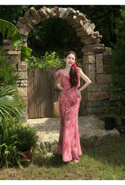 Lavinia Gradient Gold Print Cheongsam Dress