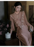 Mila 2-Piece Lace Overlay Cheongsam Set