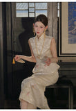Aurora 2-Piece Linen Embroidered Cheongsam Set