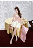 Villa 2-Piece Knit Top and Mesh Cheongsam Skirt
