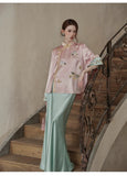 Belladonna 2-Piece Embroidered Acetate Cheongsam Set