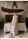 Crescendo 2-Piece Embroidered Halter Cheongsam Set