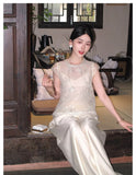 Sana 2-Piece Beaded Tencel Cheongsam Set