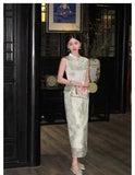 Hibiscus 2-Piece Mint Green Cheongsam Set