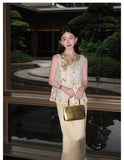 Gladiolus 2-Piece Embroidered Lace Cheongsam Set