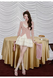 Villa 2-Piece Knit Top and Mesh Cheongsam Skirt