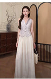 Haute 2-Piece Embroidered Linen Satin Cheongsam Set