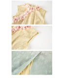 Citrine Floral Jacquard Cheongsam Dress