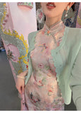 Hana Jacquard Cheongsam Dress with Shawl