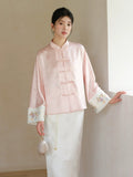 Pansy Jacquard Soft Pink Cheongsam Top