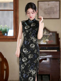 Tender Black Lace Jacquard Cheongsam Dress