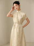 Winona Champagne Silk Cheongsam Dress