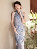 Isadora Blue Modern Cheongsam Dress