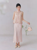 Willa Pink Embroidered Slip Dress Cheongsam