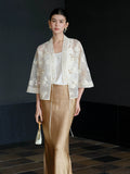 Allure Lace Embroidered Crabapple Brown Short Cheongsam Coat