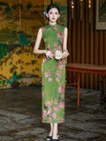 Stella Peach Blossom Green Jacquard Cheongsam
