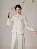 Yasmin Sage Green Embroidered Silk Vest Cheongsam