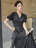 Octavia Black Slim Fit Cheongsam Top