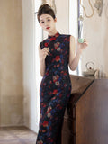 Larimar Floral Print Sleeveless Cheongsam