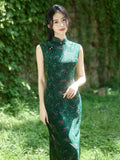 Dazzle Moss Flower Shadow Cheongsam Dress