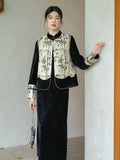 Natasha Black Gold Jacquard Cheongsam Vest