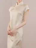Radiance Apricot Jacquard Cheongsam Dress