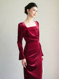 Diamond Wine Velvet Cheongsam Dress