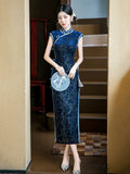 Katarina Blue High-Stretch Cheongsam Dress