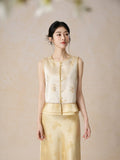 Canvas 2-Piece Light Yellow Jacquard Cheongsam Top