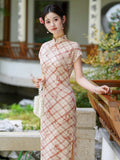 Gianna Red Twill Plaid Cheongsam