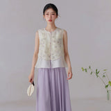 Freesia Floral Embroidered Loose Qipao Vest