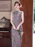 Jasper Light Purple Elastic Mesh Cheongsam