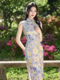 Narcissus Dark Purple Tencel Cheongsam Skirt